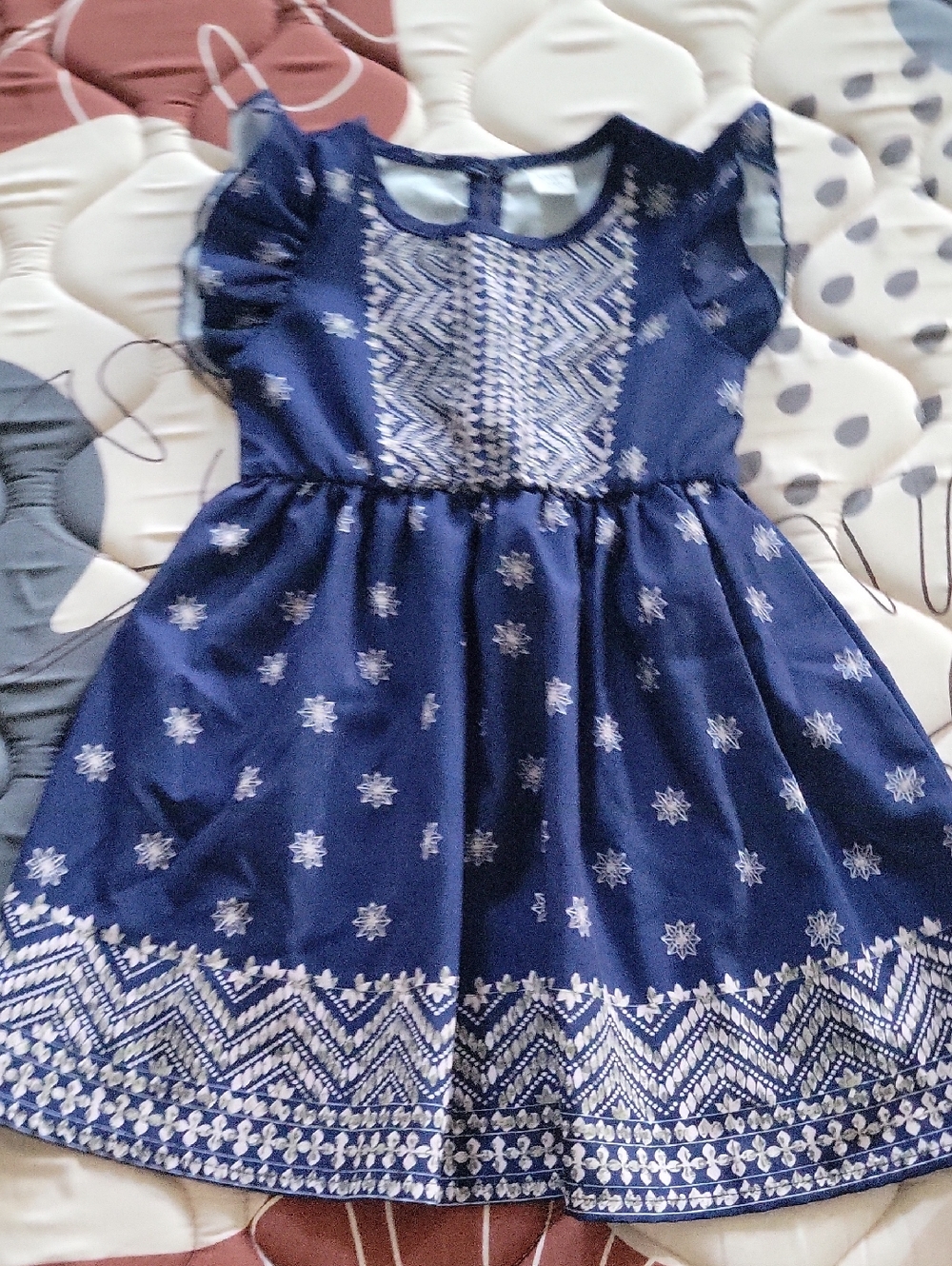 SHEIN Navy Blue Embroidered Girls Dress